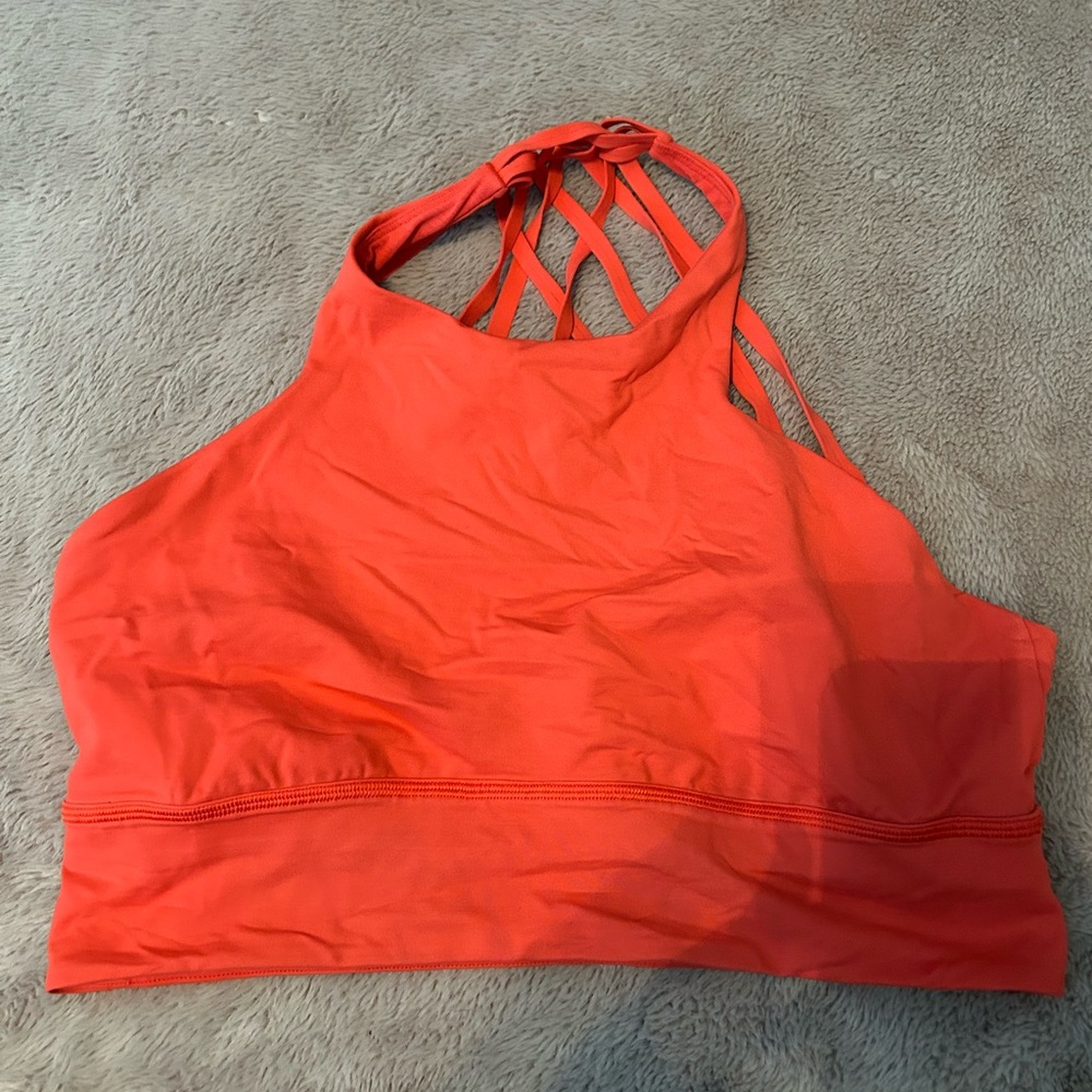 Lulu high neck bra size 12 orange/red